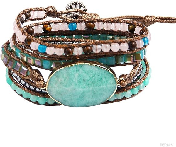 Women Wrap Bracelets Boho Natural Stone Jasper Turquoises Strand Bracelet Jewelry Collection | Amazon (US)