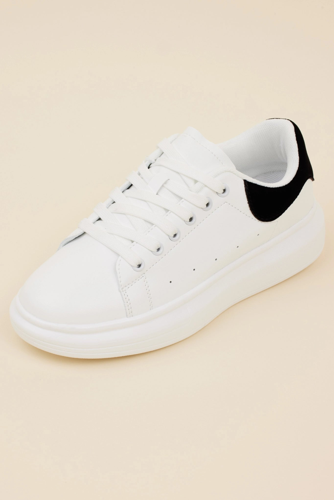 Georgie White Faux Leather Sneakers | Avara