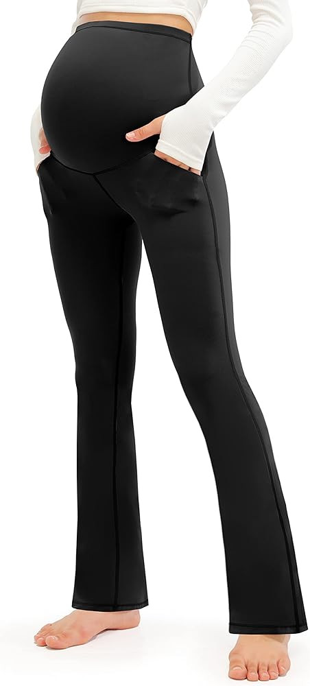 JOYSPELS Women's Maternity Pants with Pockets Over The Belly Pregnancy Bootcut Yoga Pants for Wor... | Amazon (US)