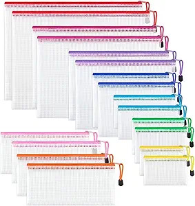 JARLINK 18 Pack 8 Sizes Mesh Pouch, 9 Colors, Waterproof Zipper Bags Document Multipurpose Travel... | Amazon (US)