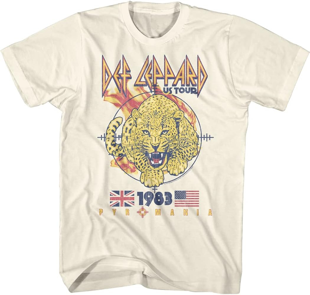 Def Leppard Rock Band Pyromania '83 US Tour Adult Short Sleeve T Shirt Graphic Tees | Amazon (US)