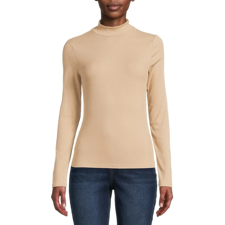 No Boundaries Juniors' Mock Neck Top with Long Sleeves - Walmart.com | Walmart (US)