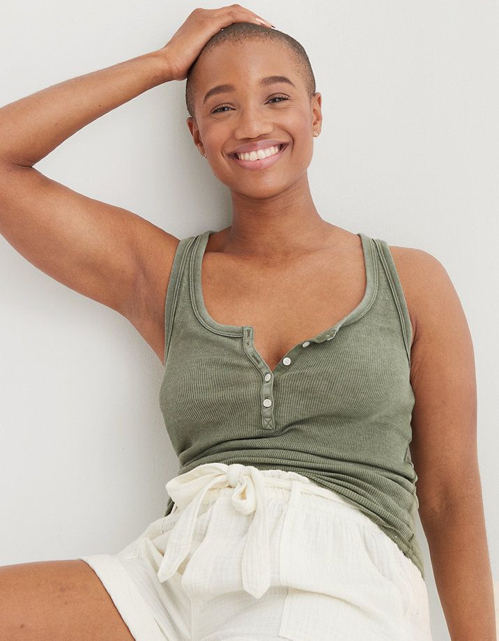 Aerie No BS Henley Tank Top | American Eagle Outfitters (US & CA)