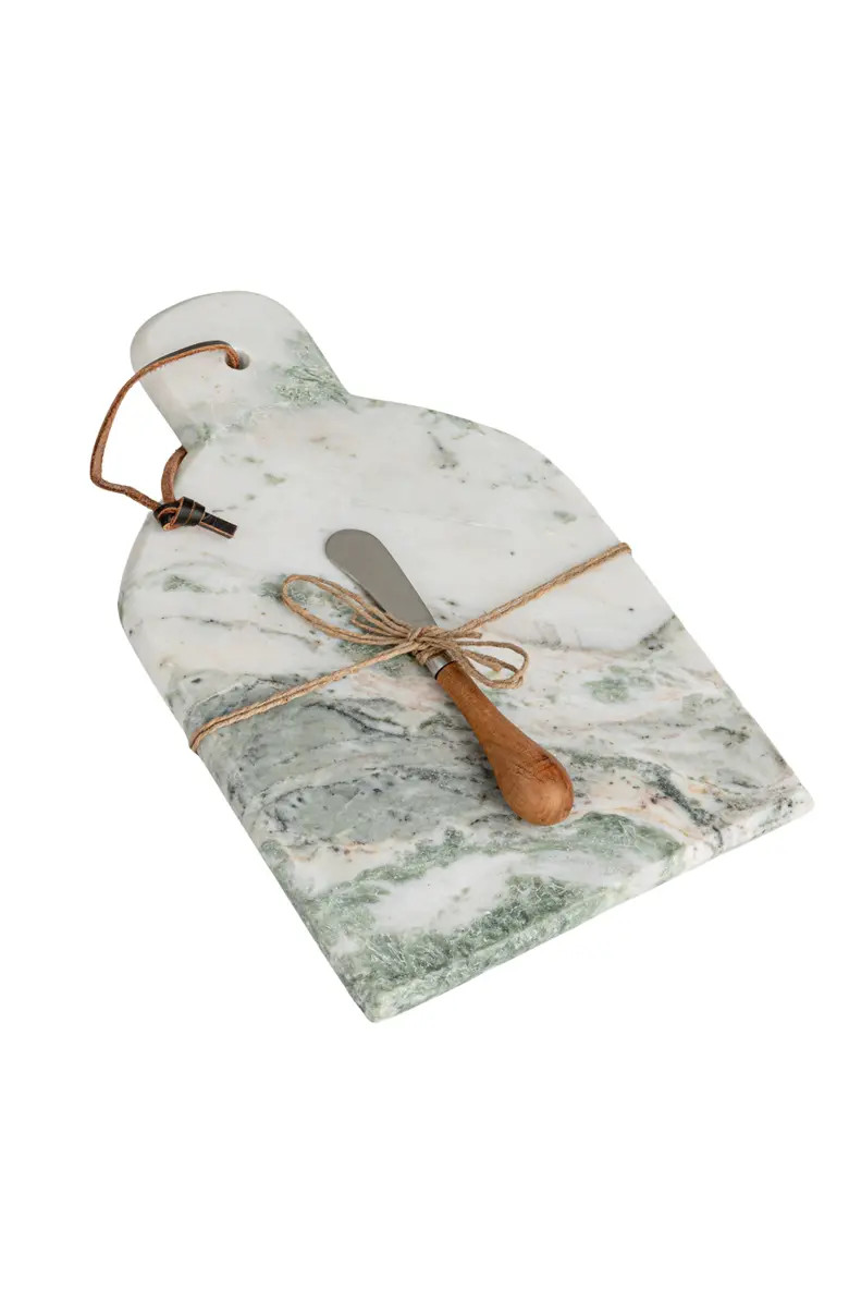 Storied Home Marble and Wood Cutting Board with Knife, Natural and Green | Nordstrom | Nordstrom