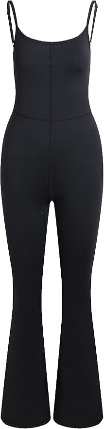 Abonlen Flare Jumpsuit for Women Sleeveless Spaghetti Strap Yoga Casual Long Pants Rompers | Amazon (US)