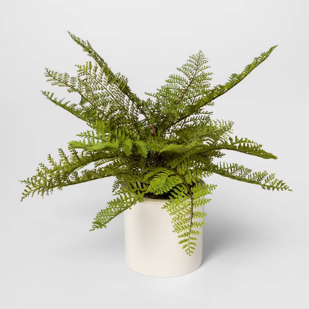 15" x 14.5" Artificial Fern Arrangement in Ceramic Pot White - Threshold™ | Target