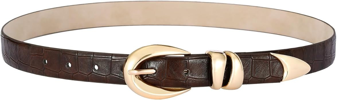 Belts for Women with Gold Buckle for Jeans, Dress Leather Belts | Amazon (US)