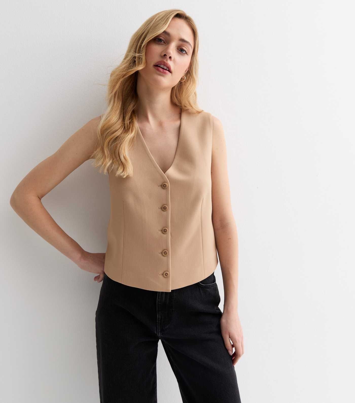Stone Button Front Waistcoat
						
						Add to Saved Items
						Remove from Saved Items | New Look (UK)