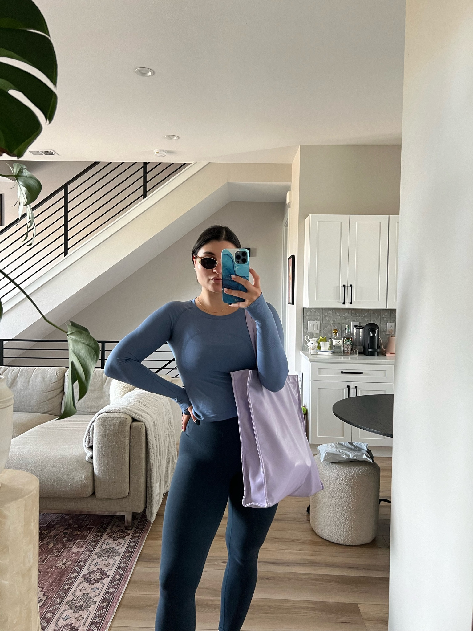 Saturday casual outfit. Wearing size 4 in the tech top and size 4 in align leggings. My tote bag is from Japan but I linked a few similar bags. 

Weekend outfit, Denver outfit , Long sleeve workout top, blue top 


#LTKActive