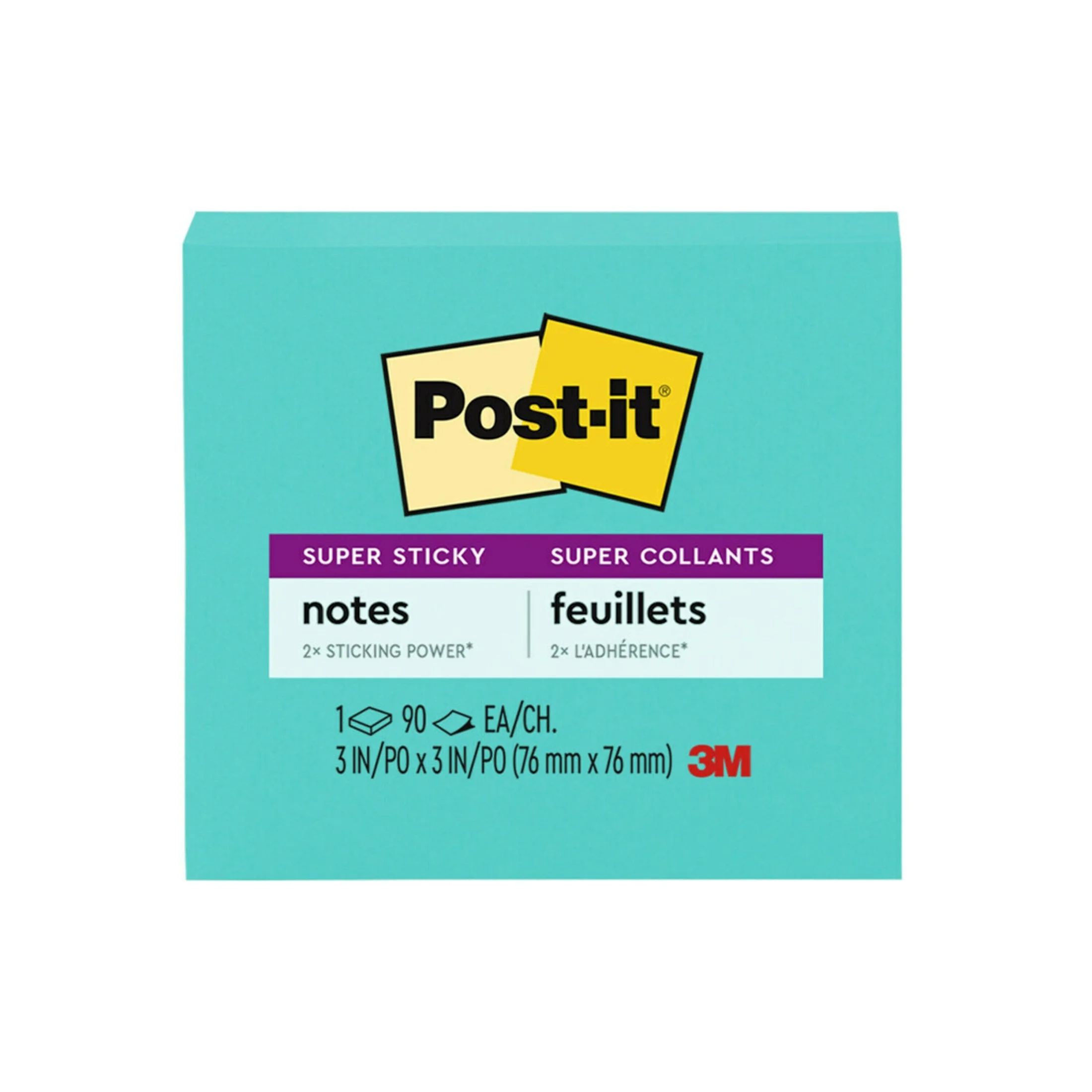 Post-it Super Sticky Notes, 3 in x 3 in, Aqua Blue, 1 Pad | Walmart (US)