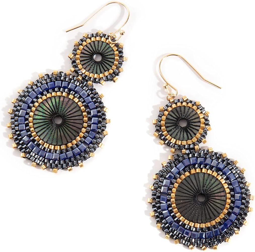 Badu Seed Beaded Circle Earrings Glass Seed Beads Earrings Multiple Sizes Craft Seed Beads Hoop Earr | Amazon (US)