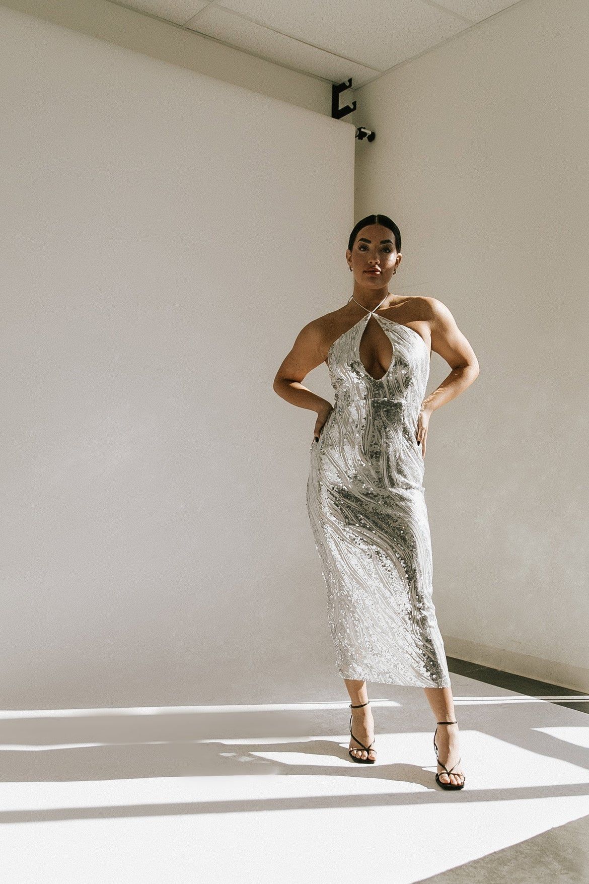 Dancing The Night Away Sequin Maxi Dress - Silver | THELIFESTYLEDCO