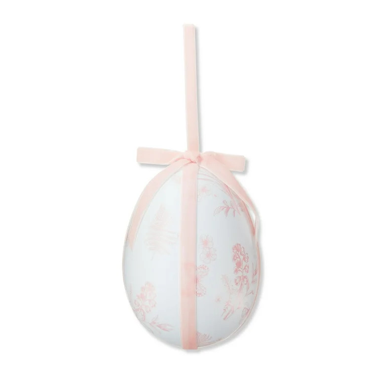Large Pink Floral Fabric Decorative Egg, 6 in, by My Texas House | Walmart (US)