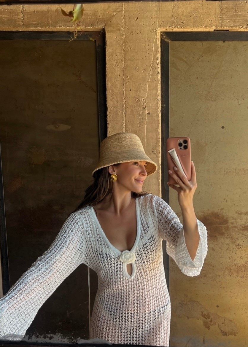 My fav resort outfit from last year! (Wearing size small in coverup and swimsuit)

Spring break, Cabo outfit inspo, swimsuit, bucket hat, coverup, beach fit, vacation look, tropical wear, crotchet, Mexico, travel outfits