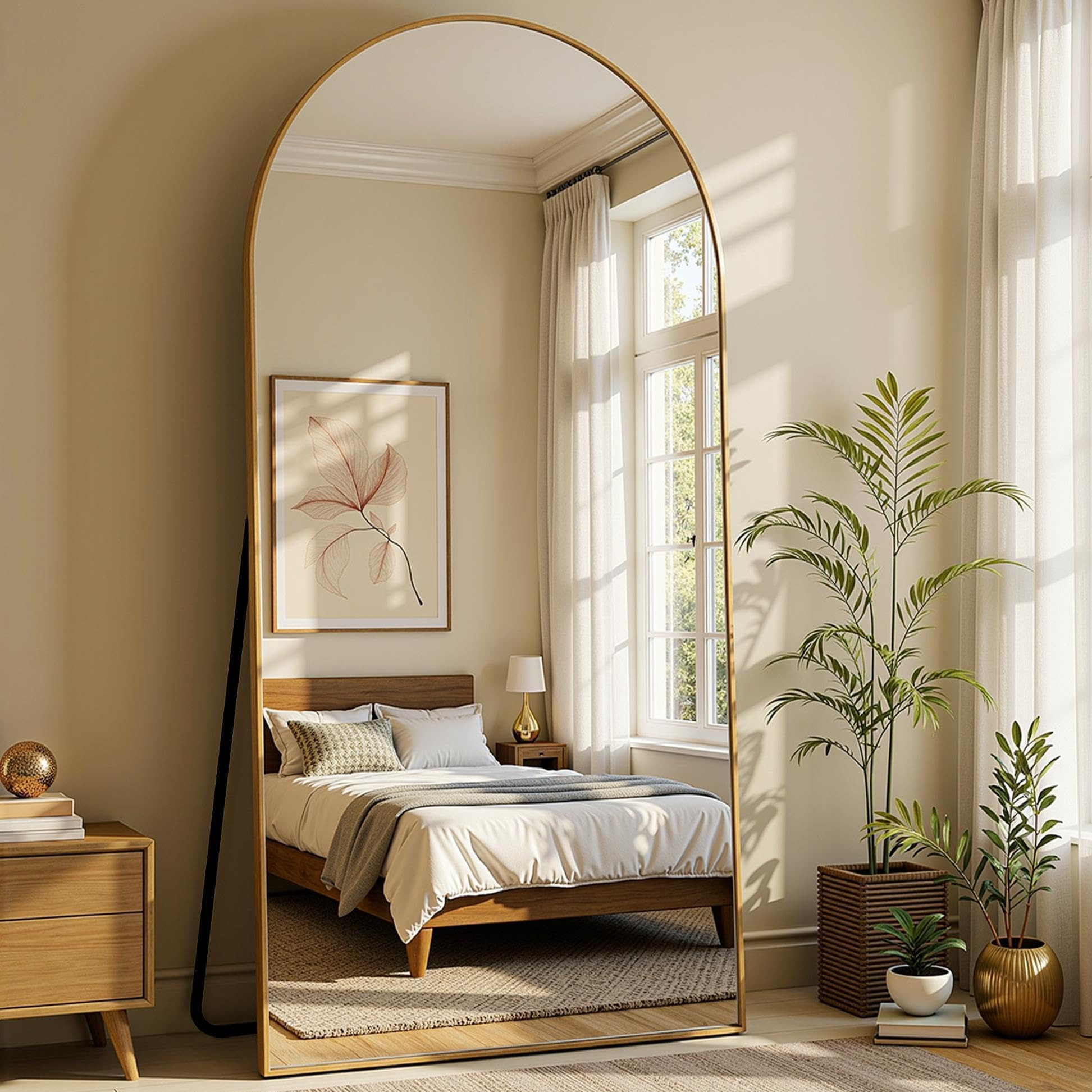 Full Length Mirror, 76"x34" Arched Full Body Mirror, Floor Mirrors with Stand, Body Mirrors Stand... | Amazon (US)