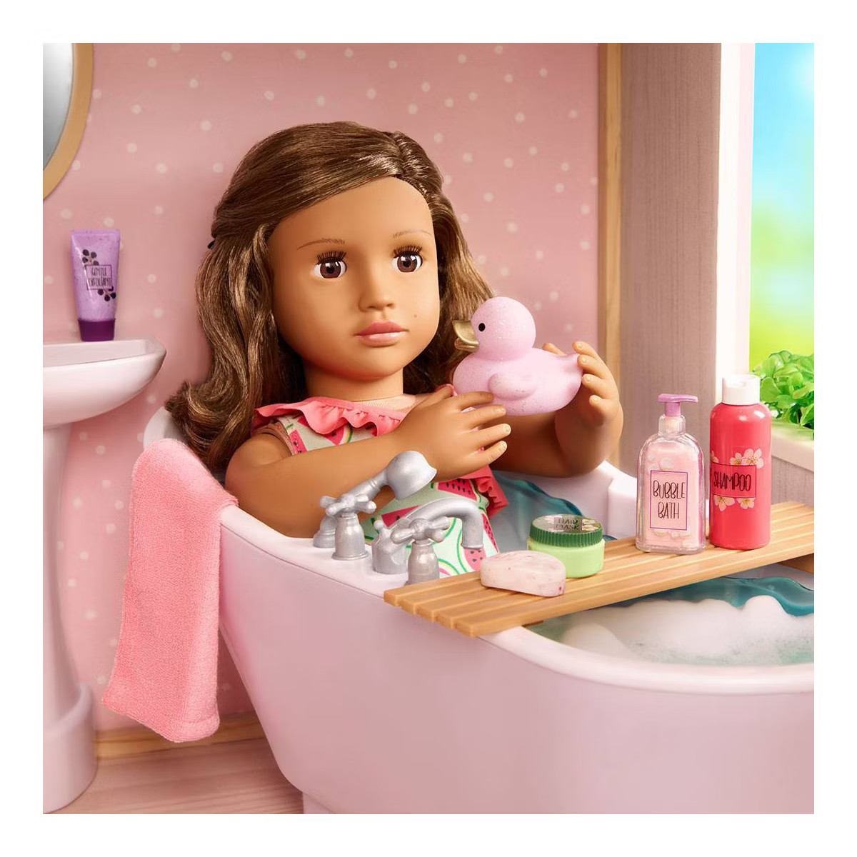 Our Generation Bubbly Bathtime Bathtub with Water Sounds Dollhouse Accessory Set for 18'' Dolls | Target