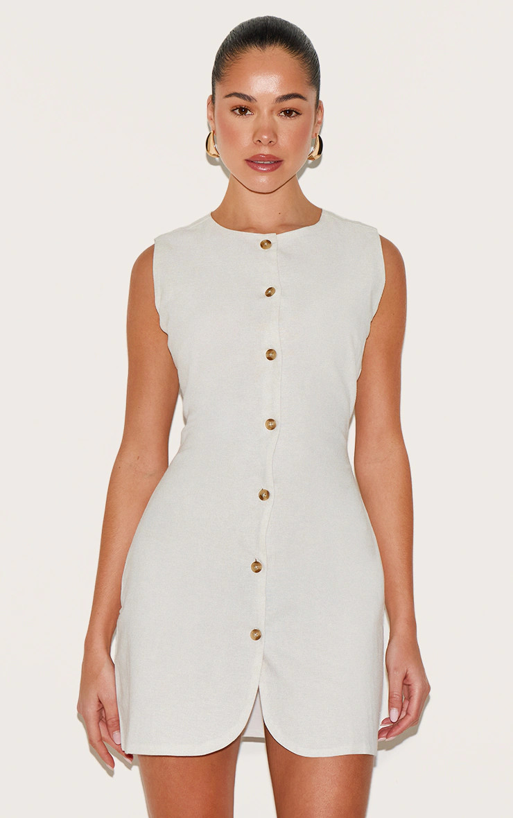 White Button Down Bodycon Dress | PrettyLittleThing US