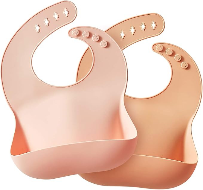 SAMiGO Silicone Bibs for Babies Set of 2 Baby Bibs with Food Catcher for Girls Boys Toddlers | Amazon (US)