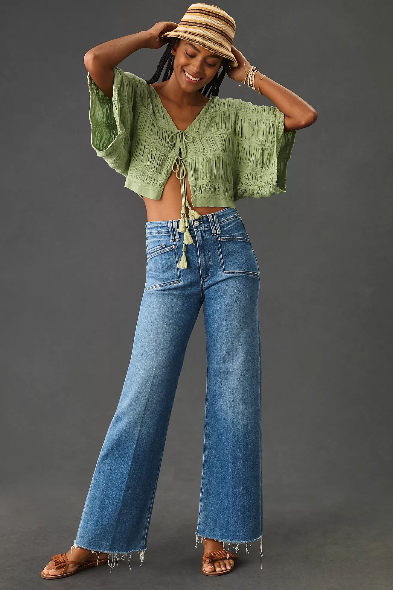 PAIGE Anessa High-Rise Wide-Leg Crop Jeans | Anthropologie (US)
