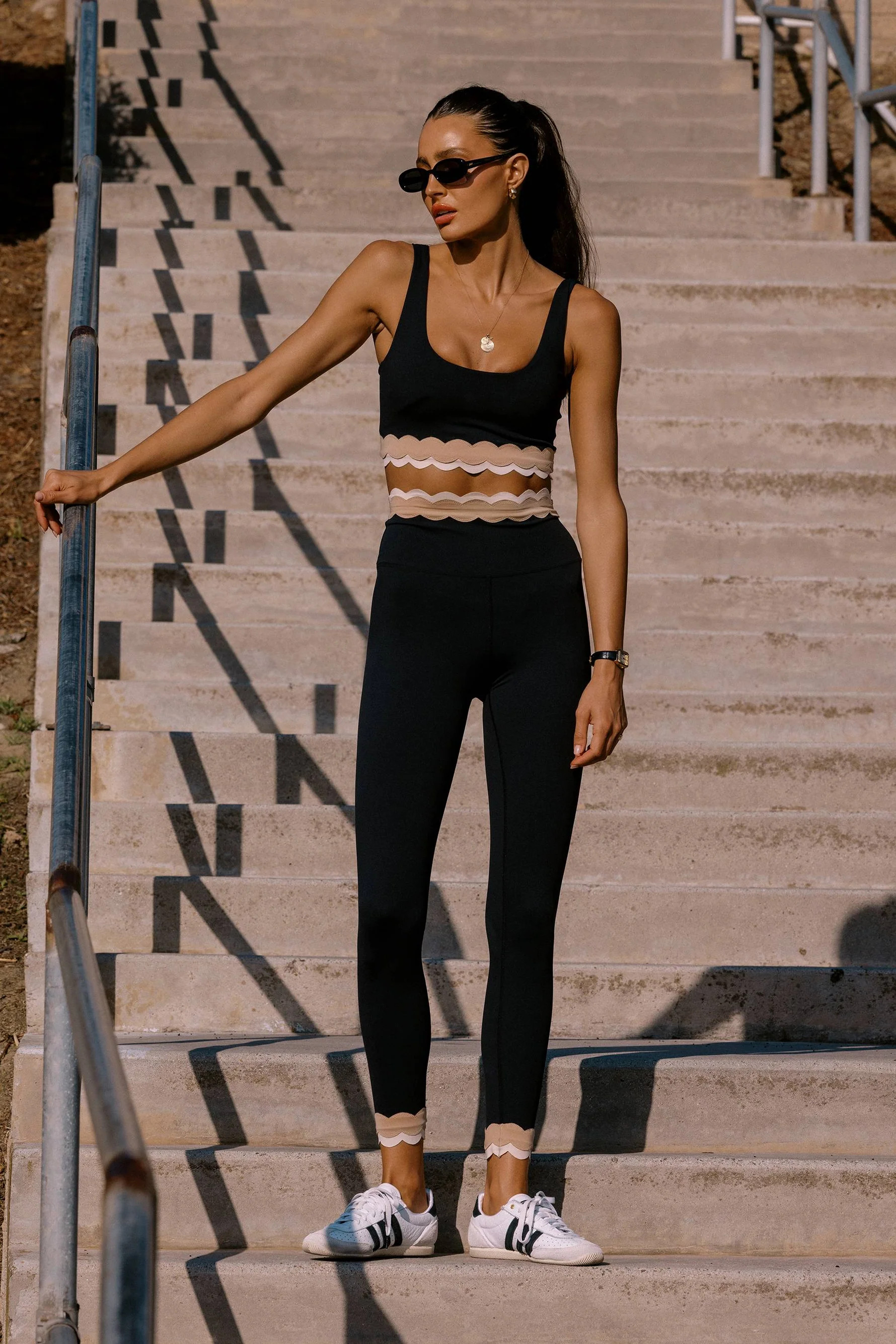 Stacy 7/8 Legging Mystic Matte Colorblock | Black and Tan Legging | Beach Riot | Beach Riot