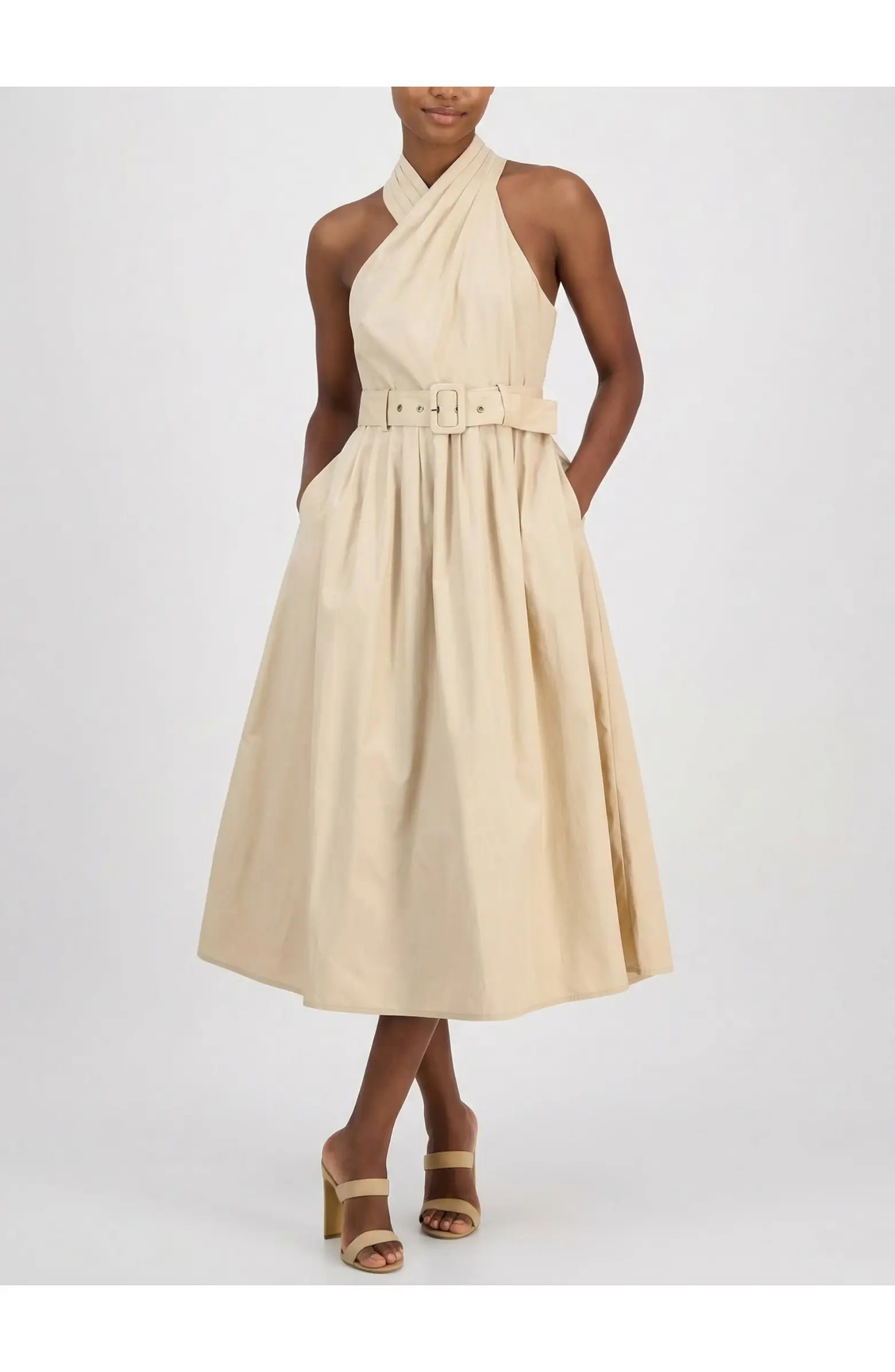 Tory Twist Neck Belted Midi Dress | Nordstrom