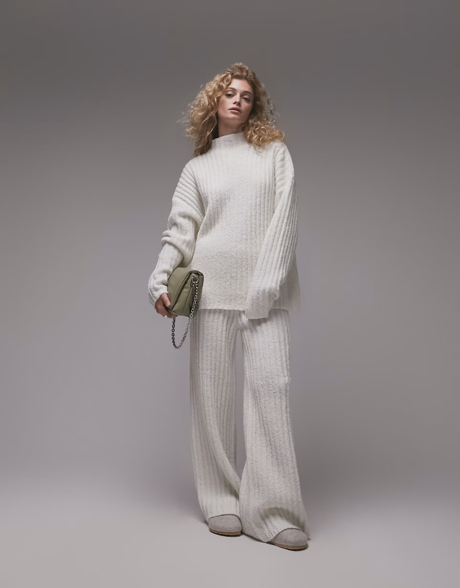 Topshop premium knitted boucle jumper in cream | ASOS (Global)