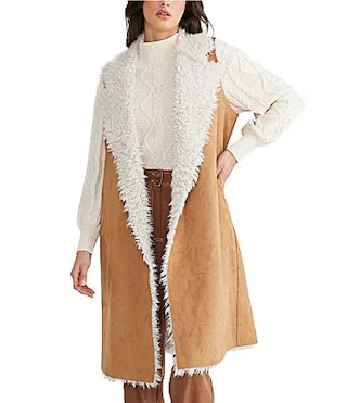 Talisman Wanderer Faux Suede Notch Collar Open Front Vest - M/L | Dillard's