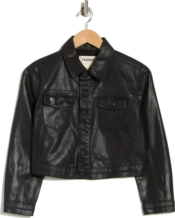 L'AGENCE Koda Coated Denim Crop Jacket | Nordstromrack | Nordstrom Rack