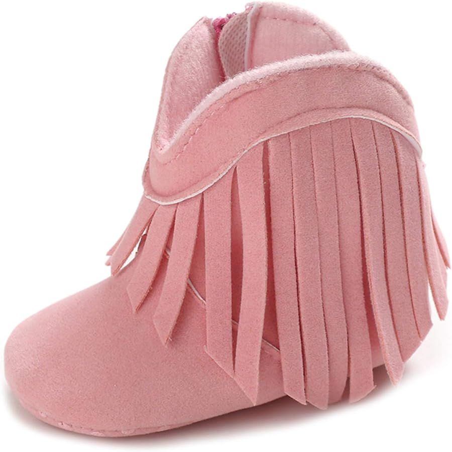 Meckior Baby Girls Cowboy Tassel Boots Side Zipper Moccasins Soft Bottom Non-Slip Toddler Shoe | Amazon (US)
