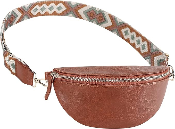 TopTTanBo Crossbody Fanny Packs for Women Fashionable Travel Belt Bag Outdoor Faux Leather Waist ... | Amazon (US)