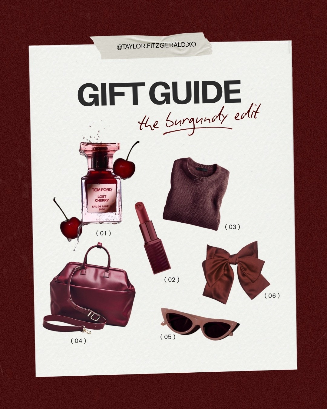 Gift Guide: The Burgundy Edit 🍷

Sharing my favorite burgundy and wine-toned gift ideas—perfect for birthday gifts, valentines gifts, winter outfits, and luxury-inspired finds. These pieces are timeless, elevated, and easy to mix into a neutral wardrobe.

If you’re shopping for her, love rich fall/winter colors, or want chic gift ideas that don’t feel trendy, this edit is for you.

✨ linked favorites below

#valentinesday #valentines #valentinesgift #giftsforher


#LTKgrwm #LTKootd