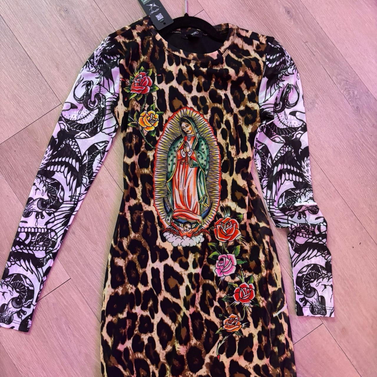 Ed Hardy Women's Bodycon Dress - Multi/Black - XS | Depop US