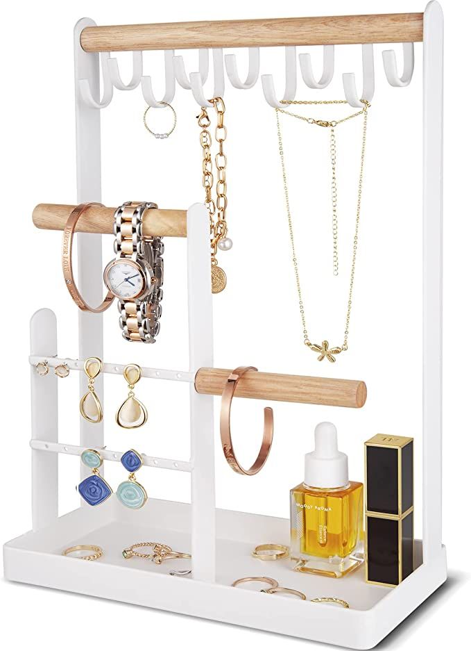 ProCase Jewelry Stand Necklace Holder, 4-Tier Jewelry Tower Rack with Earring Tray and Holes, 10 ... | Amazon (US)