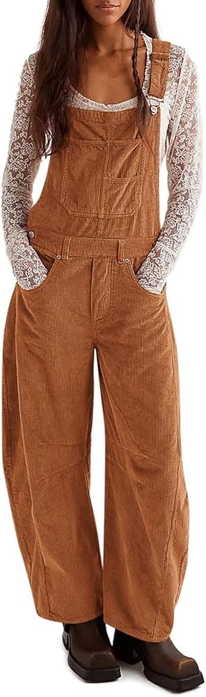 Yousify Overalls for Women Loose Fit Wide Leg One Piece Jumpsuits Casual Fleece Bib Overall with ... | Amazon (US)