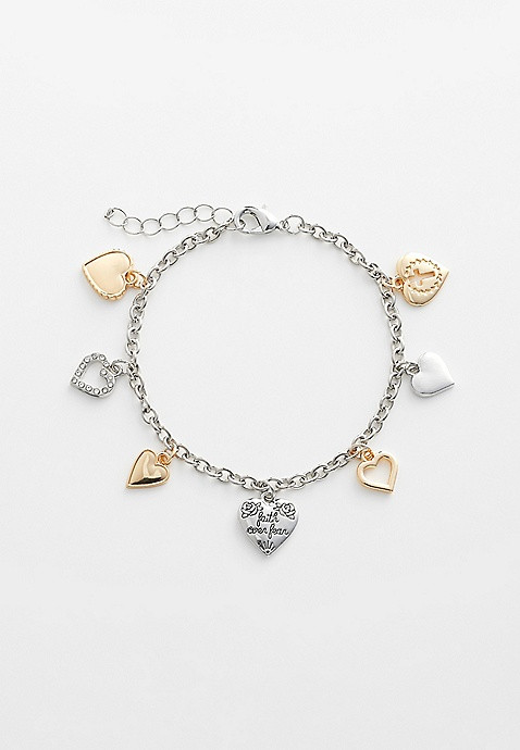 Faith Over Fear Heart Charm Bracelet | Maurices