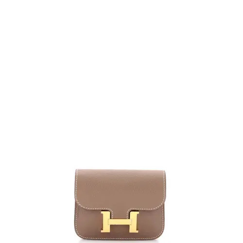 Pre-Owned Hermes Constance Slim Wallet Evercolor in Grey at Nordstrom | Nordstrom