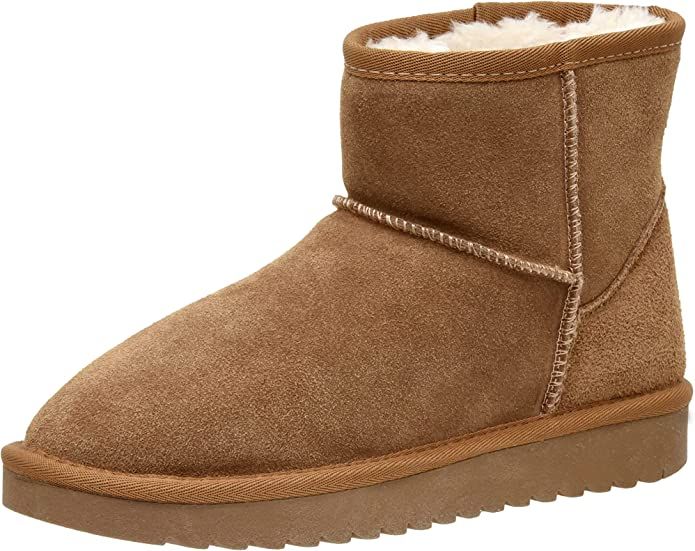 Amazon.com | CUSHIONAIRE Women's Hipster Genuine Suede pull on boot +Memory Foam, Chestnut 6.5 | ... | Amazon (US)