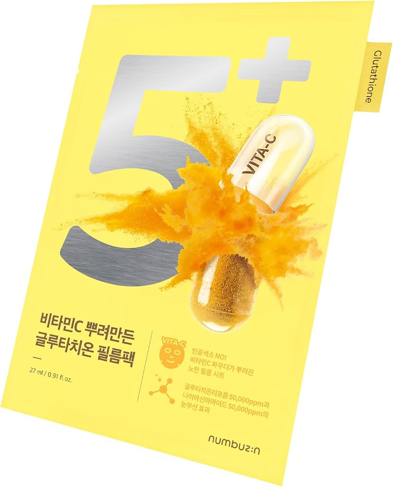 numbuzin No.5+ Vitamin Spotlight Sheet Mask | Glutathione and Vitamin C | Reduces Hyperpigmentati... | Amazon (US)