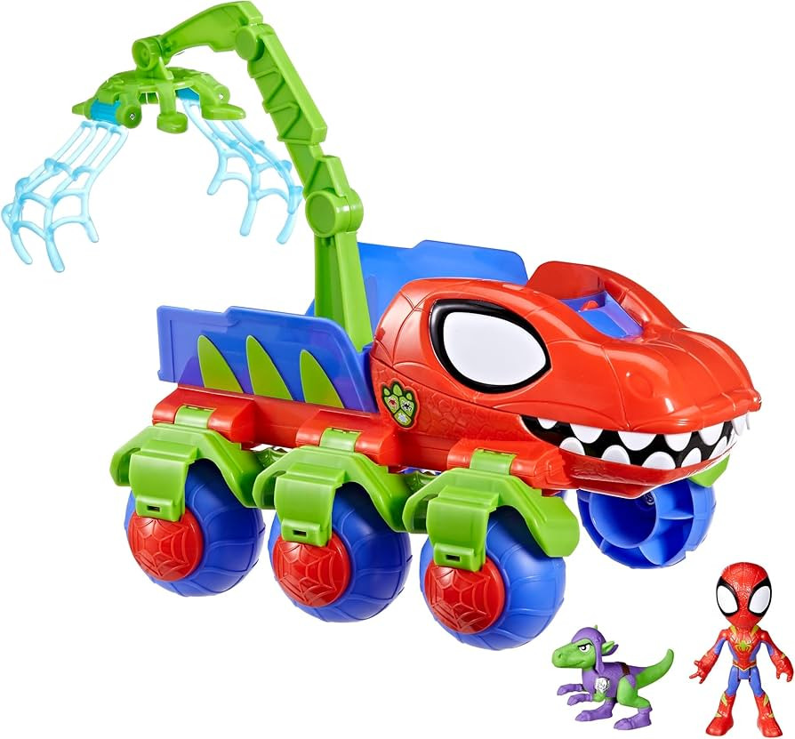 Spidey and his Amazing Friends Marvel Dino-Webs Crawler Toy Car Playset, Spider-Man & Goblin Rapt... | Amazon (US)