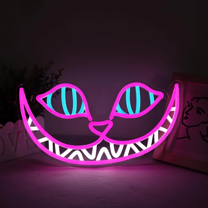 Cheshire Cat Neon Signs Alice in Wonderland Neon Light for Wall Art Decor, Smile Cat LED Lights f... | Amazon (US)
