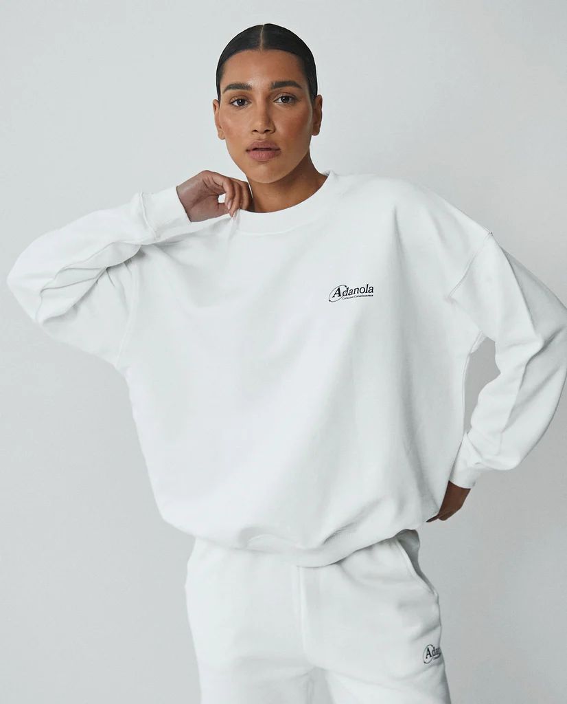 Oversized Sweatshirt - White/Black | Adanola UK