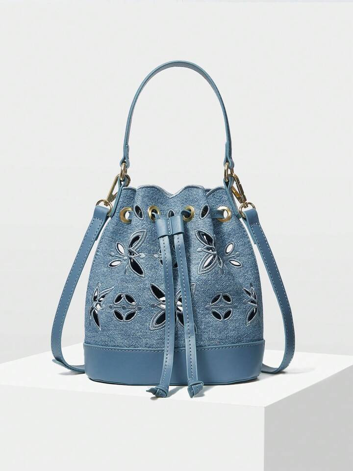 MOTF PREMIUM WOMEN'S FASHION HOLLOW-OUT EMBROIDERED SHELL-TRIM HANDBAG | SHEIN