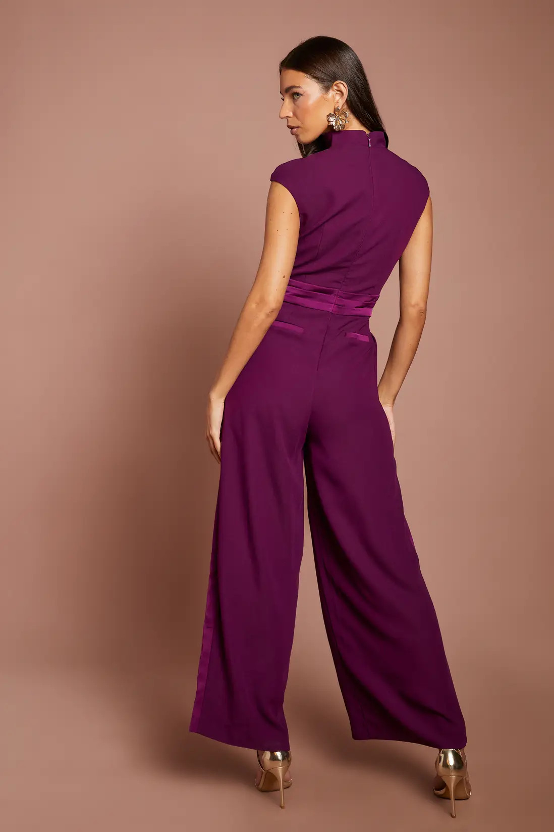 Plum Coast High Neck Cap Sleeve Crepe Jumpsuit | Debenhams | Debenhams UK