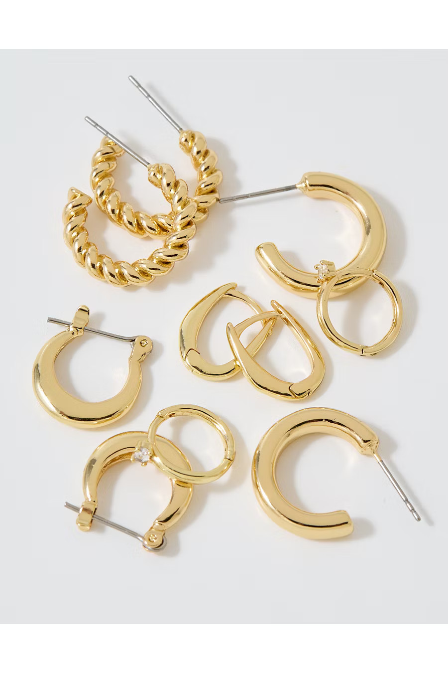 Aerie Basic Hoop Earrings 5-Pack Women's Gold One Size | Aerie