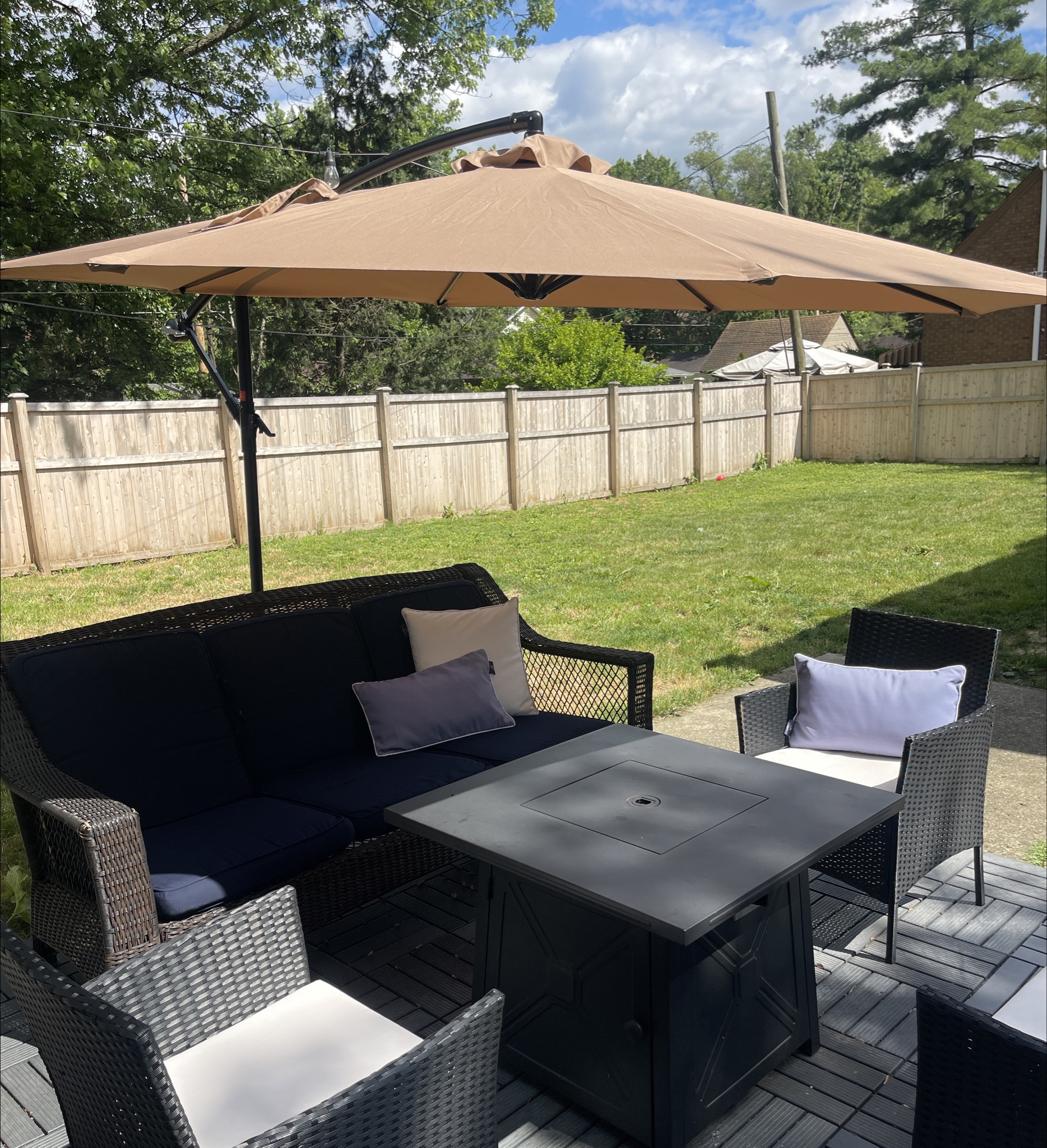 Amazon umbrella!!!! Super affordable, sturdy in the wind. Easy to put up and take down. Good quality! #summer #patio #summerpatio 

#LTKSummerSales #LTKSeasonal #LTKFindsUnder100