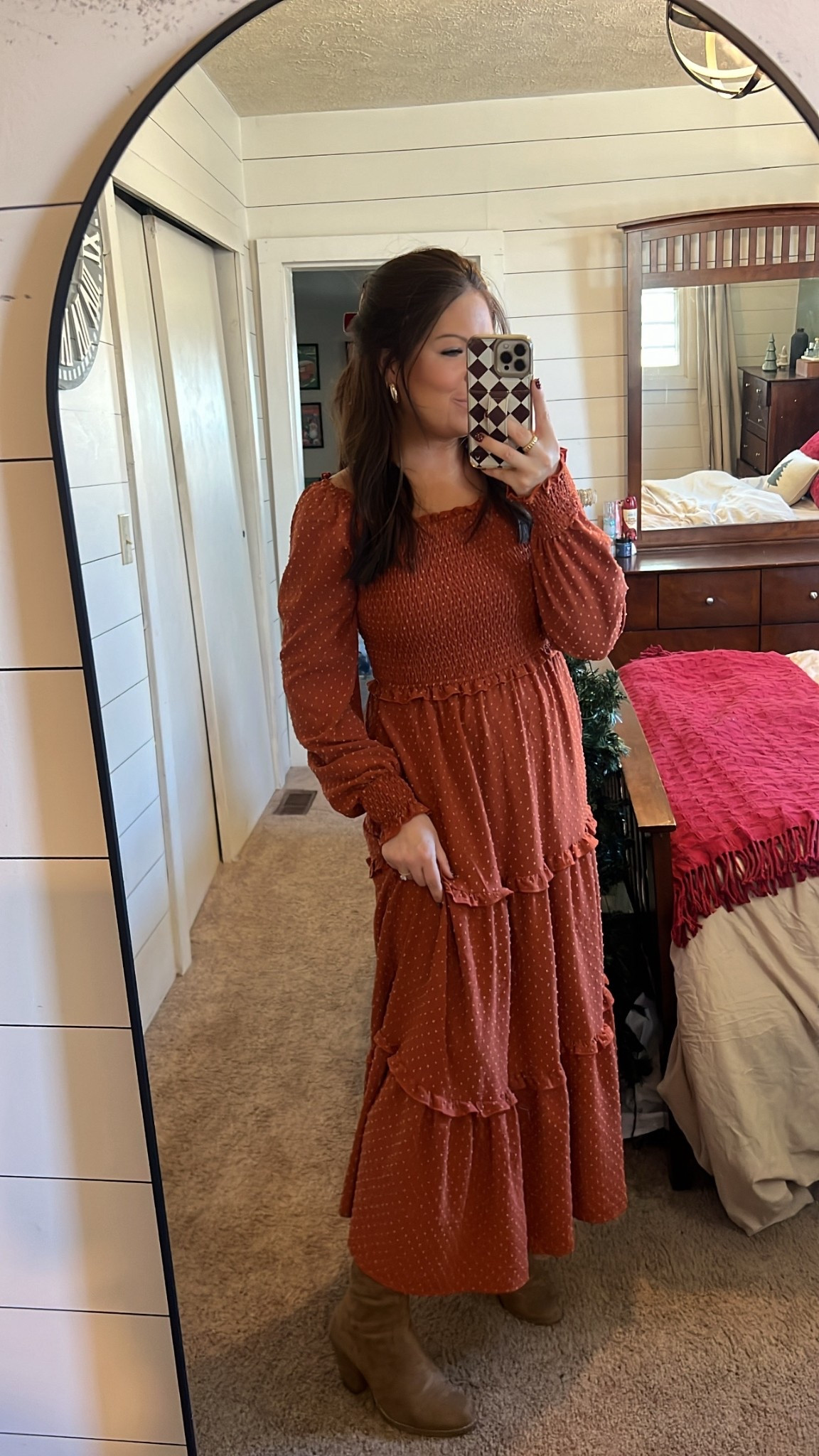 Thanksgiving Day Outfit Inspo! 

Love the color on this dress. I’ve been wearing this dress all fall 🧡

Perfect for Thanksgiving Day!! 

Thanksgiving | Holiday 

#LTKHoliday