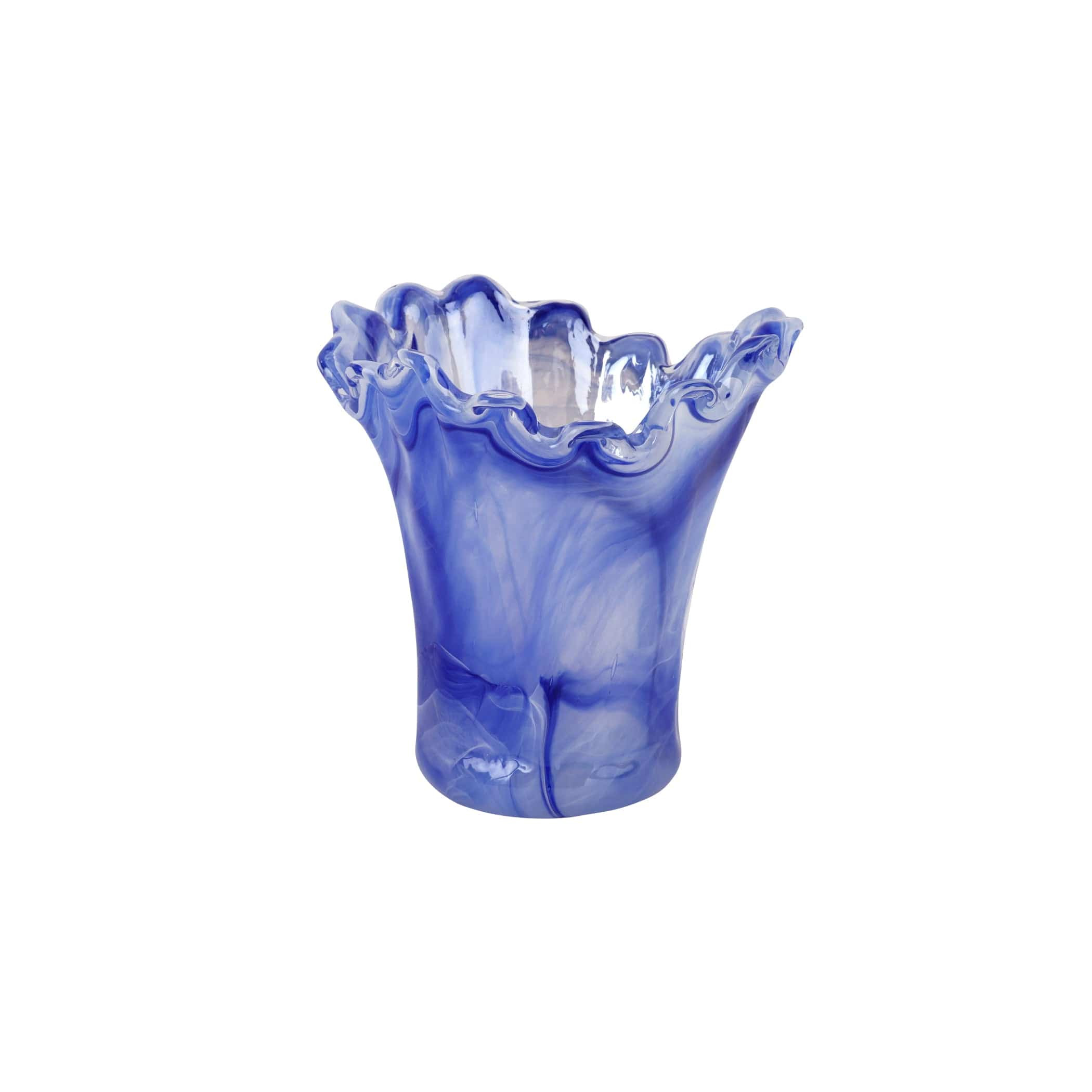 Onda Glass Cobalt Short Vase | VIETRI
