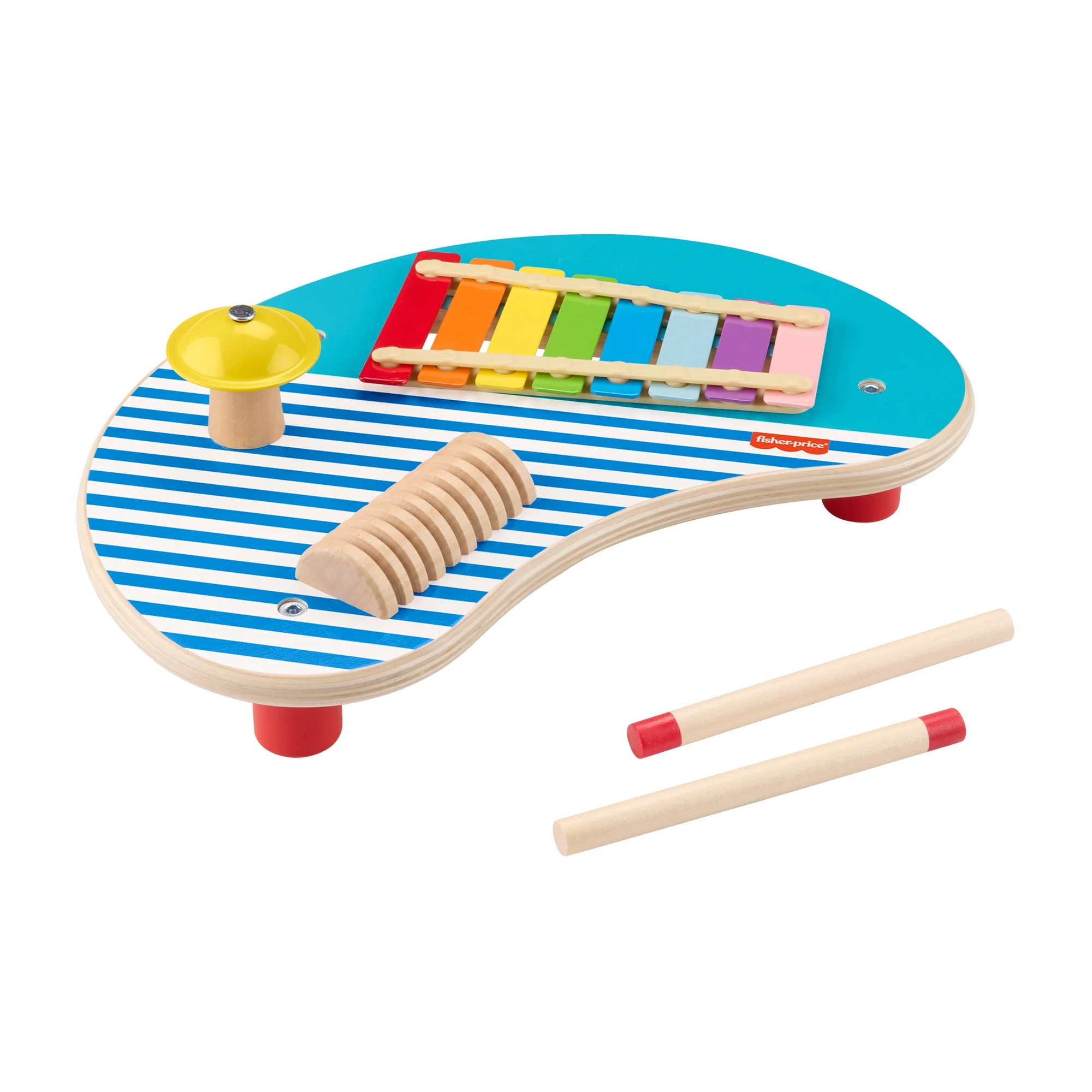Fisher-Price Wooden Toy Musical Table with Percussion Instruments for Toddler Role Play, 3 Wood P... | Walmart (US)
