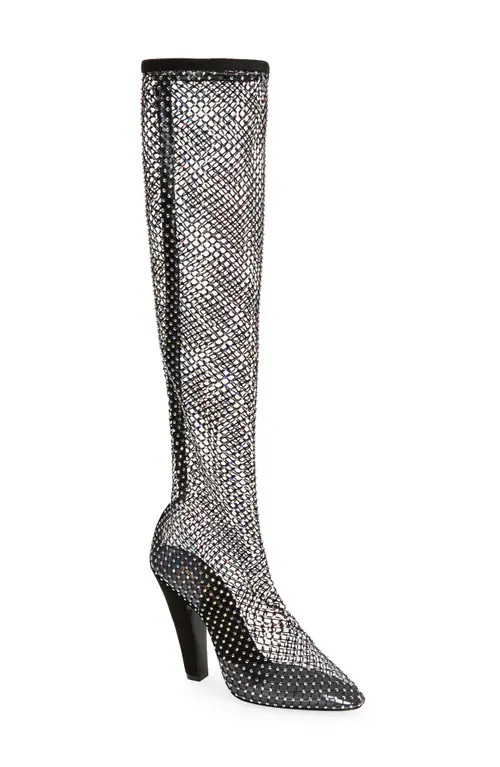 Yves Saint Laurent Crystal Tall Boot in 1073 Nero/Crystal Ab/Nero at Nordstrom, Size 9.5Us | Nordstrom
