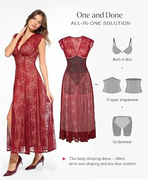 Popilush Women's Lace Formal Cocktail Sleeveless V Neck Maxi Shapewear Dress Wedding Guest Mother... | Amazon (US)